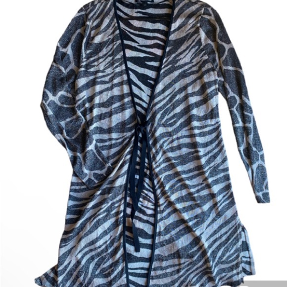 INC Int Concepts cardigan. Zebra and giraffe black and white with shimmer. Large - Picture 3 of 9